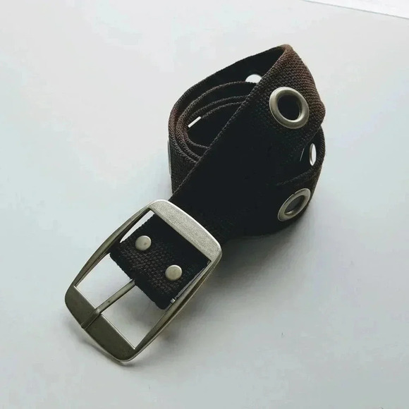 Canvas Belt 39" Rivets Green Military Look - Picture 1 of 5